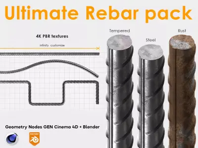 Construction Rebar metal reinforcement 3D model