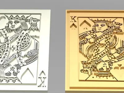 2 types of gold niello design pasur king for pendant 3D print model