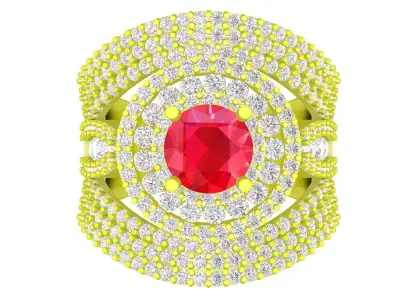 Luxury Multi Halo Pave Diamond Ring 3D Jewelry Model 4417 3D print model