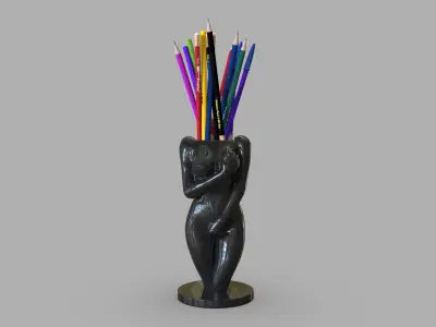 Naked female vase or pen holder 3D print model