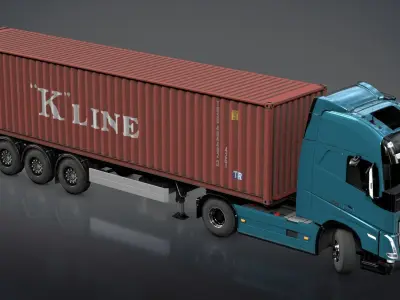 Volvo FH16 2020 Container Trailer Low-poly 3D model