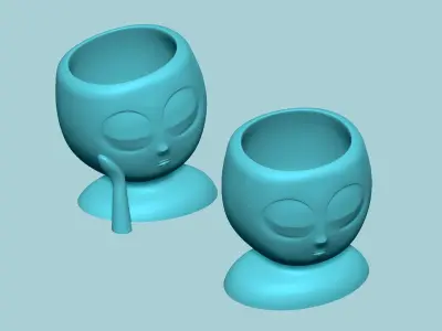 Woman Face Vases Succulent - Pair - STL Printable 3D print model