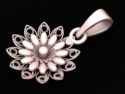 SIMPLE SUN FLOWER STYLE PENDANT 3D PRINTABLE MODEL  3D print model