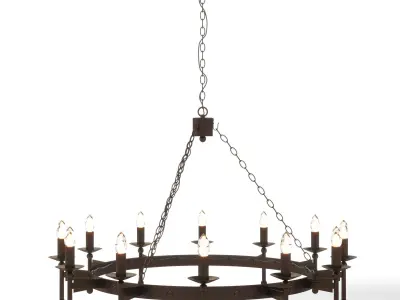 Wrought Iron Castle Chandelier 3D model