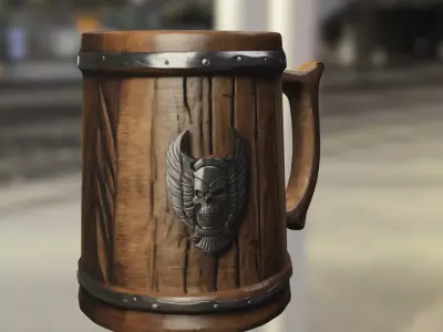 Skull Tankard  Low-poly 3D model