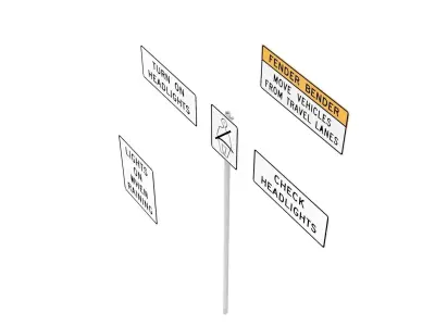 Road Sign - US - R16 Series Seat Belts And Headlight Use 3D model
