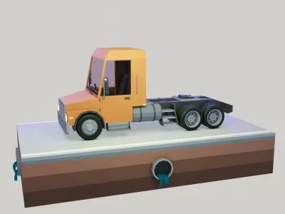 Low poly truck orange Low-poly 3D model