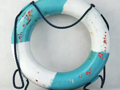 1950s Blue and White Life Preserver 3D model