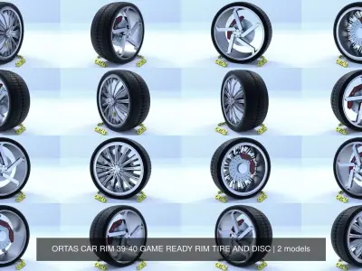 ORTAS CAR RIM 39-40 GAME READY RIM TIRE AND DISC 3D Model Pack