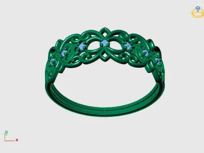 Women Ring Diamond Stone STL 3DM Lightweight Printable 3D print model 57