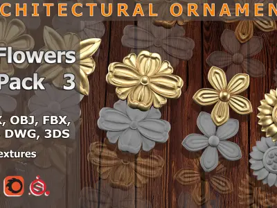 50 Flowers Ornamental in One Pack 3D model
