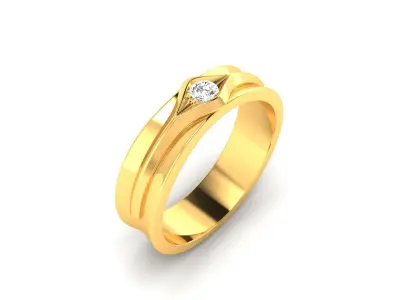 Band 3dm Render Details gold ring with diamond 3D print model