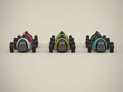 Vintage racing car set 3D model