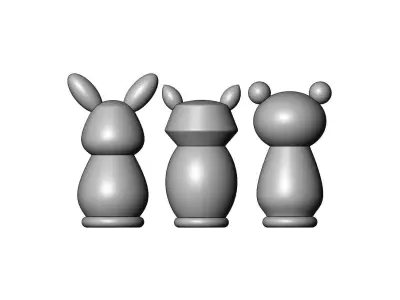 Animal bunny cat bear peg doll decor shapes 3D print model