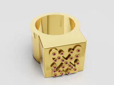 square gold ring 3D printable model   3D print model