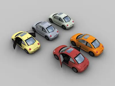 VW Beetle Turbo 5 color Low-poly 3D model