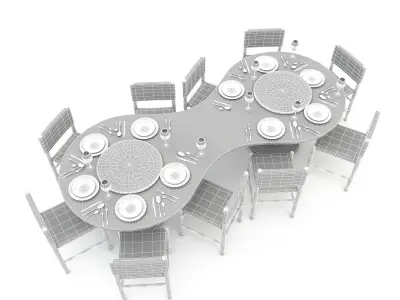 dining table 009 model Low-poly 3D model