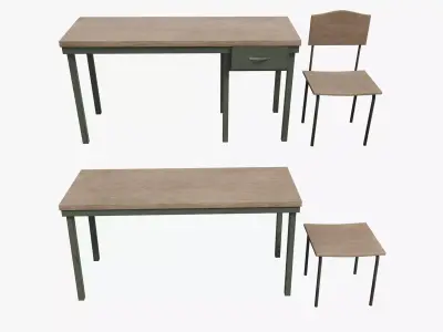 Military Desk Chair Low-poly 3D model