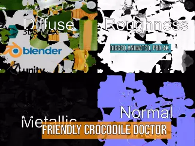Friendly Crocodile Doctor model pack Low-poly 3D model