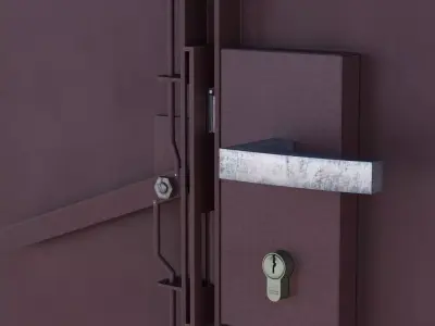 Rustic Central European garage door Low-poly 3D model