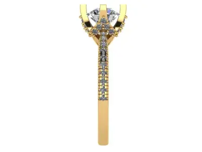 tulip head solitaire with pave on shank cathedral  3D print model