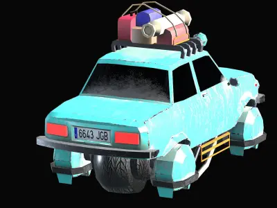 Flying  low poly car  3D model