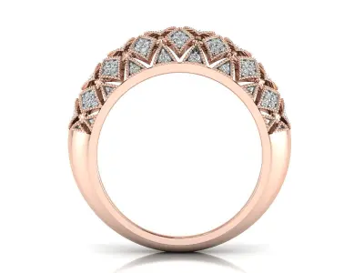 Light Weight Rose Gold Diamond Ring  -R-3924 3D print model