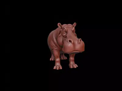 Hippopotamus Animal Sculpture 3D print model