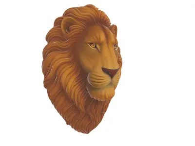 Majestic Lion Head Wall Sculpture Regal King of Beasts 3D print model