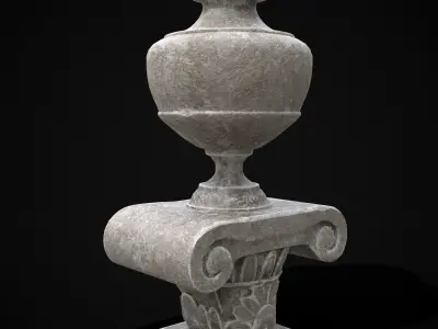 Stone Floral Garden Decoration Stand Low-poly 3D model