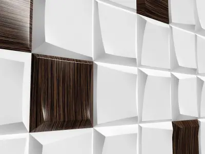 3d panel living room with walls and furniture 3D print model