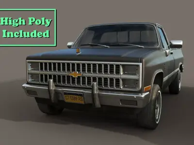 Chevrolet C10 Silverado 1982 regular use 8 colors Low-poly 3D model