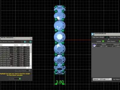 U Shaped Eternity Ring 3 point 8 mm stone size swiss 10 and EU50 3D print model