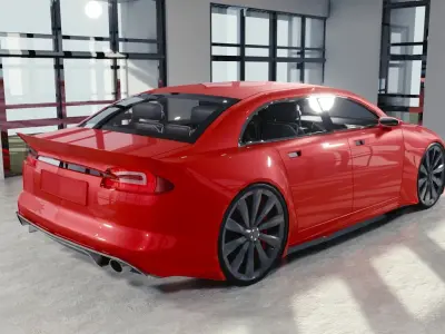 BLENDER EEVEE Brandless Small 4 door sedan Low-poly 3D model