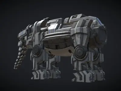 Mecha Elephant Low-poly 3D model