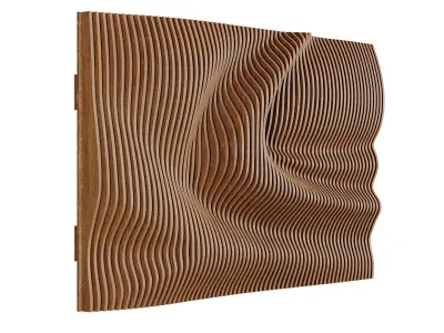 Parametric Wavy Wooden Wall Decor 08 - wood cutting machines 3D model