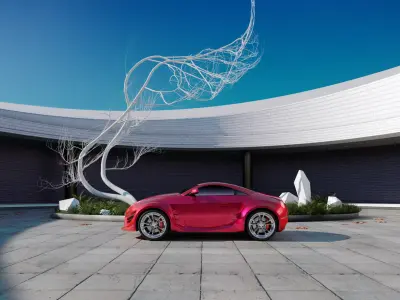 Concept CAR Model With Rigg Low-poly 3D model