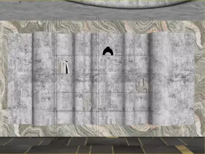 Luxury Wall-Mounted Display Shelf with Artistic Decor Low-poly 3D model