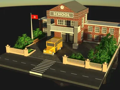 School 3D Design Low-poly 3D model