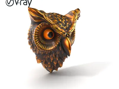 Owl Head Door Handle Bronze Sculpture model pack Low-poly 3D model