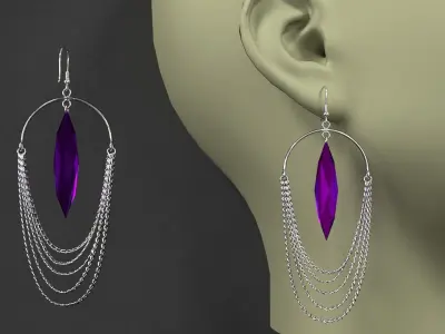 earrings pair of on mannequin 3D model