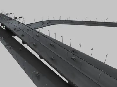 FlyOver bridge with cars 3D model