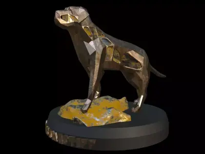 Steampunk English Mastiff Rock Low-poly 3D model