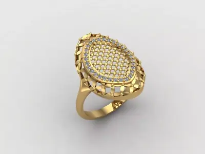 Women Ring With Stone Diamond Ready STL 3DM Models Womens Rings 3D print model 5