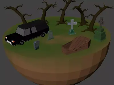 pack low poly Cemetery Low-poly 3D model