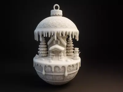 Charming Winter Cabin Christmas Ornament Snowy Holiday Village  3D print model