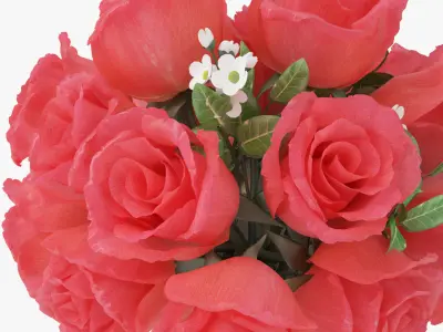 Rose Bouquets Flowers in Vase 3D Model 3D model