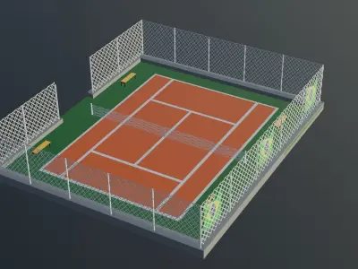 Tennis Court - Brazil Low-poly 3D model