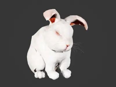 animated white rabbit  Low-poly 3D model