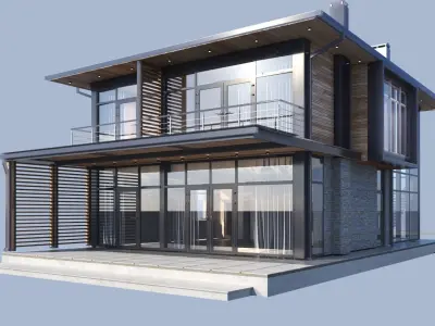 Modern House model Contemporary exterior building 3D model